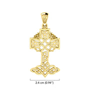 Celtic Tree of Life Irish Cross 14 Karat Solid Gold Pendant GPD6123
