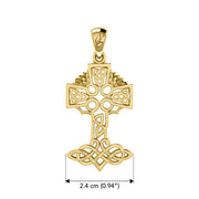 Celtic Tree of Life Irish Cross 14 Karat Solid Yellow Gold Pendant GPD6123