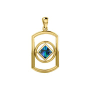 Solid Yellow Gold Rectangle Pendant with Inlay Stone in NA Symbol Shape GPD6165 - Jewelry