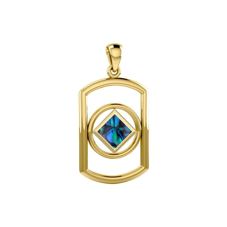 Solid Yellow Gold Rectangle Pendant with Inlay Stone in NA Symbol Shape GPD6165 - Jewelry