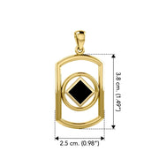 Solid Yellow Gold Rectangle Pendant with Inlay Stone in NA Symbol Shape GPD6165 - Jewelry