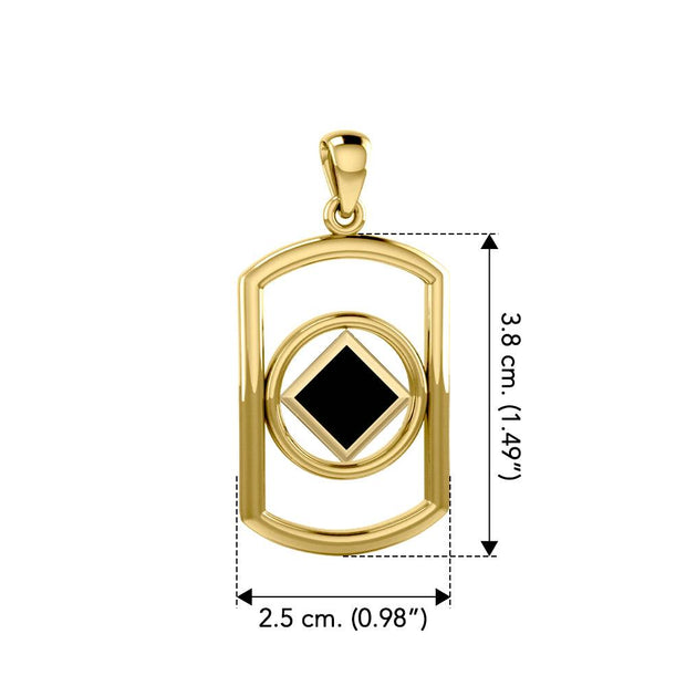 Solid Yellow Gold Rectangle Pendant with Inlay Stone in NA Symbol Shape GPD6165 - Jewelry