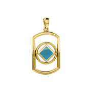 Solid Yellow Gold Rectangle Pendant with Inlay Stone in NA Symbol Shape GPD6165 - Jewelry