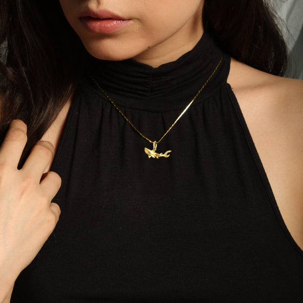 Graceful Guardian Solid Gold Shark Pendant GPD6225