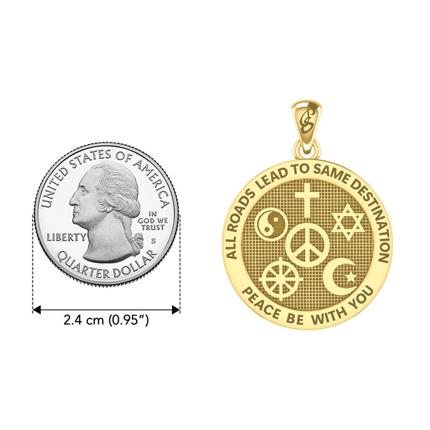 Peace with Faith Symbols Solid Yellow Gold Pendant GPD6360