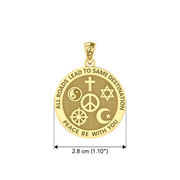 Peace with Faith Symbols Solid Yellow Gold Pendant GPD6360