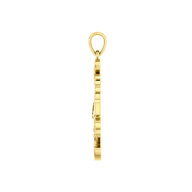 Tree of Life with Peace and Faith Symbols Solid Gold Pendant GPD6364