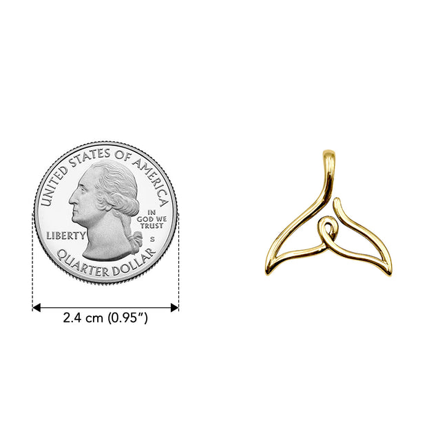 Whale Tail Minimal One Line Solid Gold Pendant GPD6367