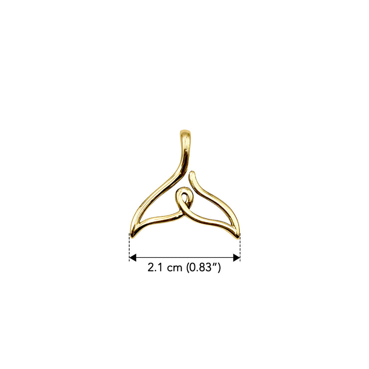 Whale Tail Minimal One Line Solid Gold Pendant GPD6367