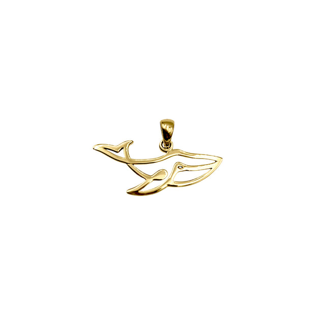 Whale Minimal One Line Solid Yellow Gold Pendant GPD6368