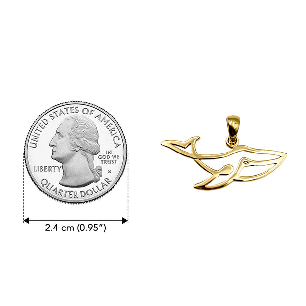 Whale Minimal One Line Solid Yellow Gold Pendant GPD6368