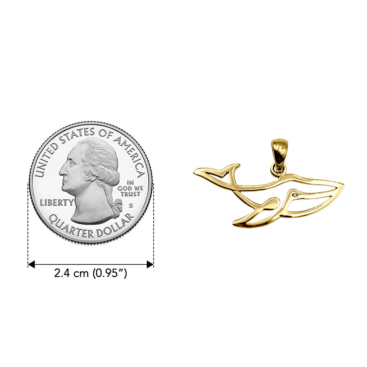 Whale Minimal One Line Solid Gold Pendant GPD6368