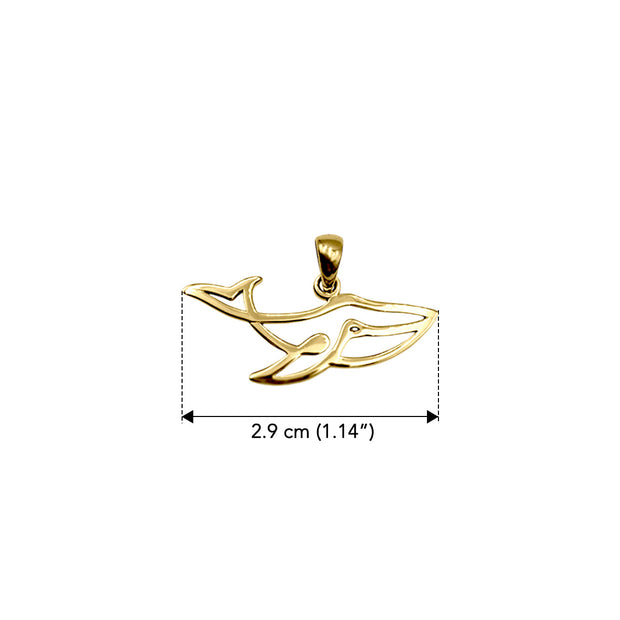 Whale Minimal One Line Solid Yellow Gold Pendant GPD6368