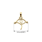 Manta Ray Minimal One Line Solid Gold Pendant GPD6369