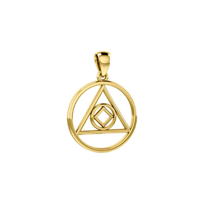 Double Recovery AA and NA Solid Yellow Gold Pendant GPD6371