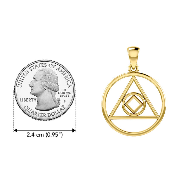 Double Recovery AA and NA Solid Yellow Gold Pendant GPD6371