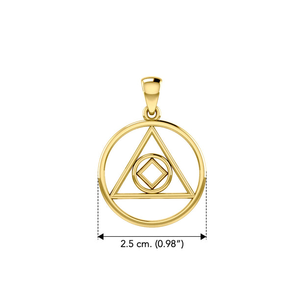 Double Recovery AA and NA Solid Yellow Gold Pendant GPD6371