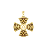 Templar Cross with AA Symbol Solid Yellow Gold Pendant GPD6376