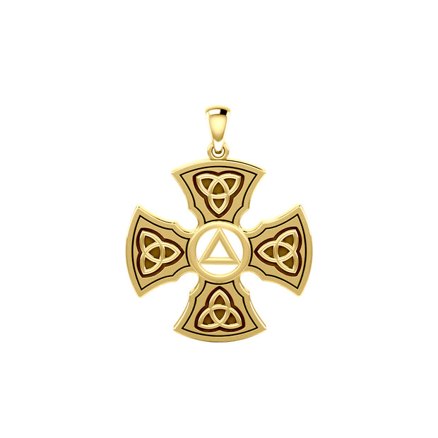 Templar Cross with AA Symbol Solid Yellow Gold Pendant GPD6376