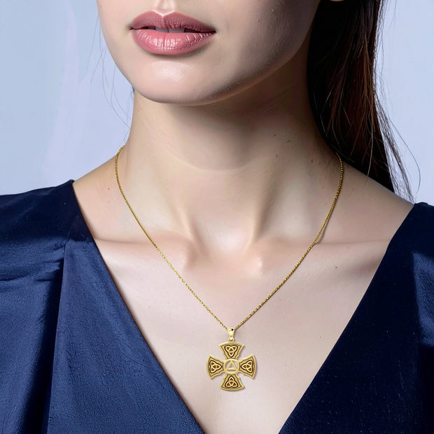 Templar Cross with AA Symbol Solid Yellow Gold Pendant GPD6376