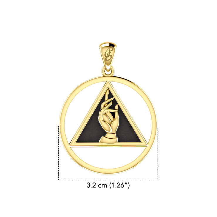 AA Recovery Symbol with Christogram Solid Gold Pendant with Black Enamel GPD6384