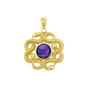 Ouroboros Snake with Celtic Knot Solid Gold Pendant with Gem GPD6410