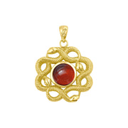 Ouroboros Snake with Celtic Knot Solid Gold Pendant with Gem GPD6410
