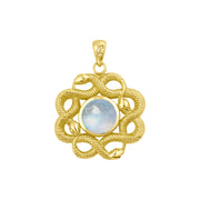 Ouroboros Snake with Celtic Knot Solid Gold Pendant with Gem GPD6410