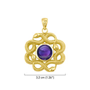Ouroboros Snake with Celtic Knot Solid Gold Pendant with Gem GPD6410