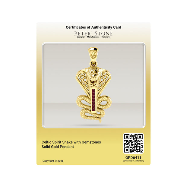 Celtic Spirit Snake with Gemstones Solid Gold Pendant GPD6411