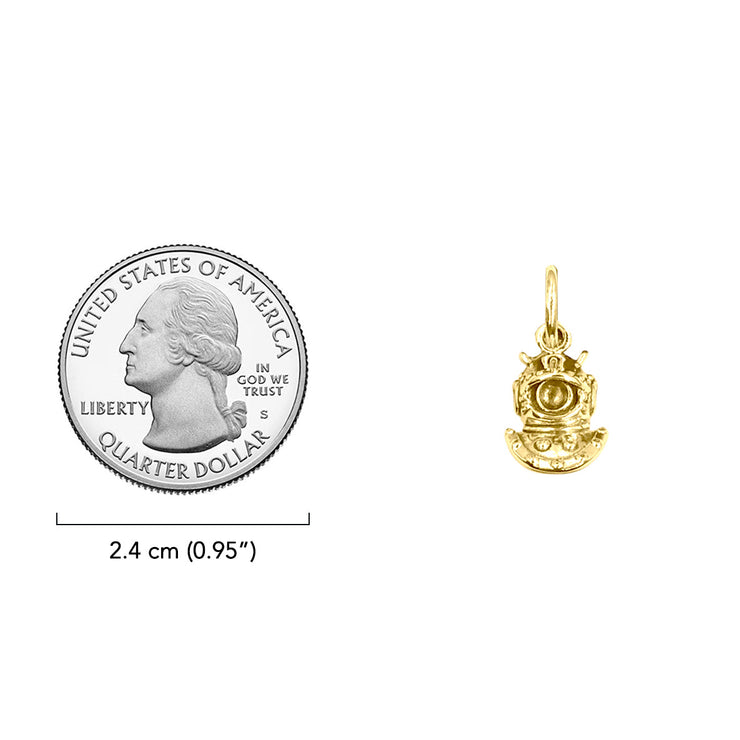 Dive Helmet Solid Gold Pendant GPD6412