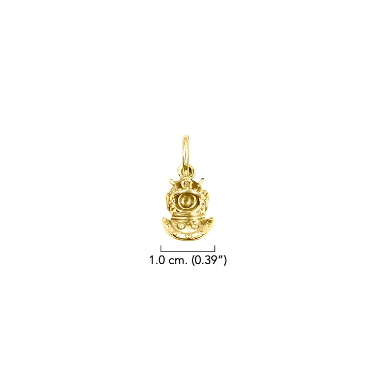 Dive Helmet Solid Gold Pendant GPD6412