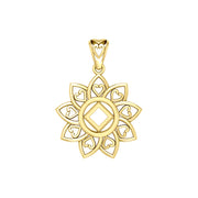 The Flower of Unity with NA Recovery Symbol Solid Gold Pendant GPD6421