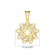 The Flower of Unity with NA Recovery Symbol Solid Gold Pendant GPD6421