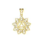 The Flower of Unity with AA Recovery Symbol Solid Gold Pendant GPD6422