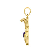 Triple Snake with Celtic Trinity Knot Solid Gold Pendant with Gem GPD6426