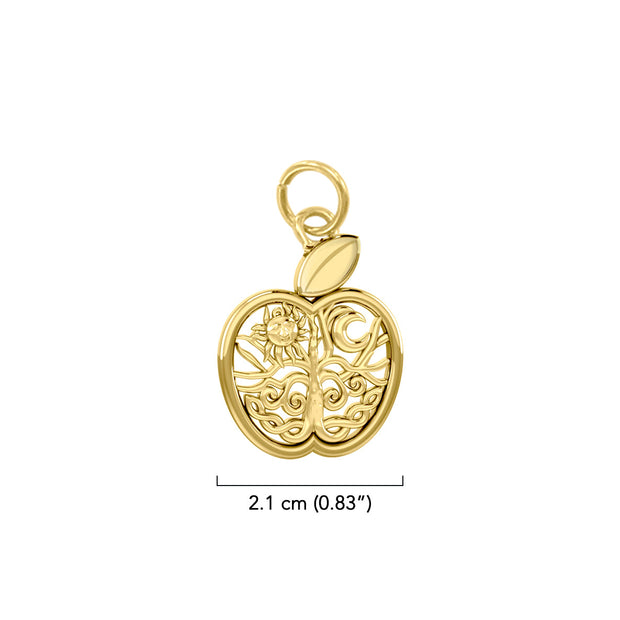 Celtic Spiritual Fruit Apple with Tree of Life Solid Gold Charm GPD6445
