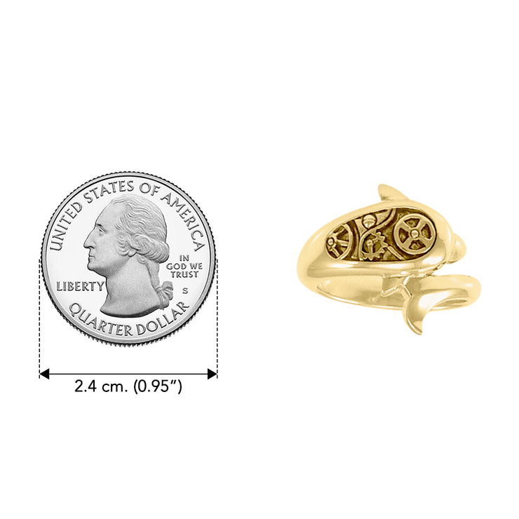 Dolphin Steampunk Solid Gold Ring GRI1268