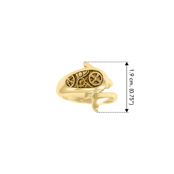 Dolphin Steampunk Solid Gold Ring GRI1268