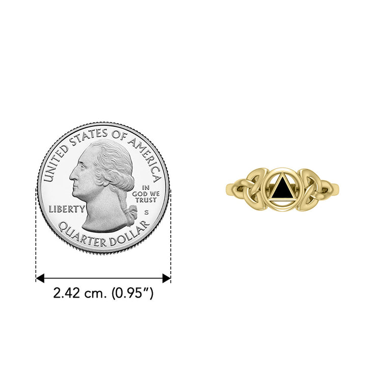 AA Recovery Solid Yellow Gold Ring with Inlay Stone GRI1271