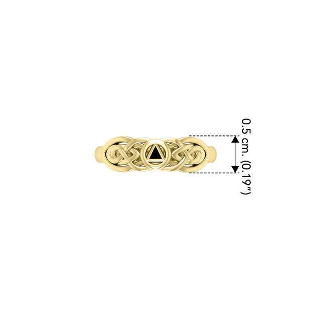 Celtic AA Recovery Inlaid Stone Solid Yellow Gold Ring GRI1272