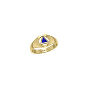 Small Solid Yellow Gold Ring with Inlaid Stone Recovery Symbol GRI1932