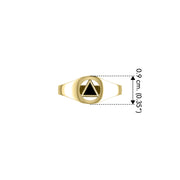 Small Solid Yellow Gold Ring with Inlaid Stone Recovery Symbol GRI1932