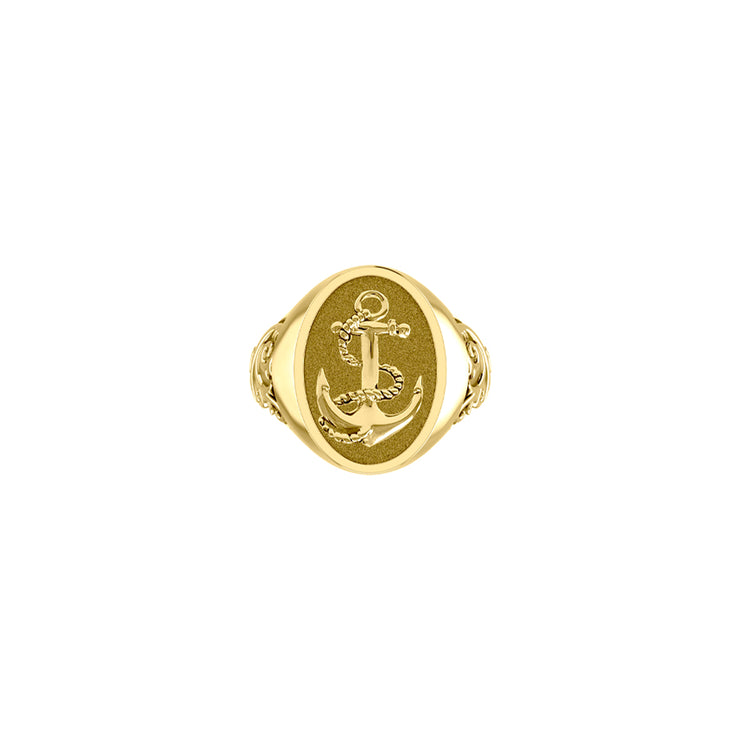 Classic Anchor Solid Gold Signet Men Ring GRI1962