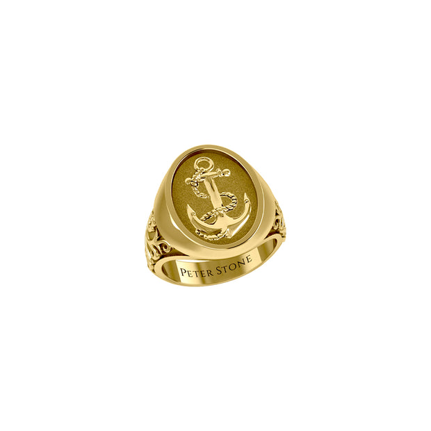 Classic Anchor Solid Gold Signet Men Ring GRI1962