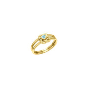 Celtic Knotwork Solid Yellow Gold Ring With Heart Gemstone GRI2308