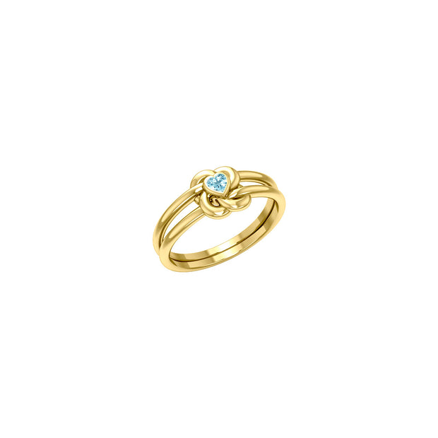 Celtic Knotwork Solid Yellow Gold Ring With Heart Gemstone GRI2308
