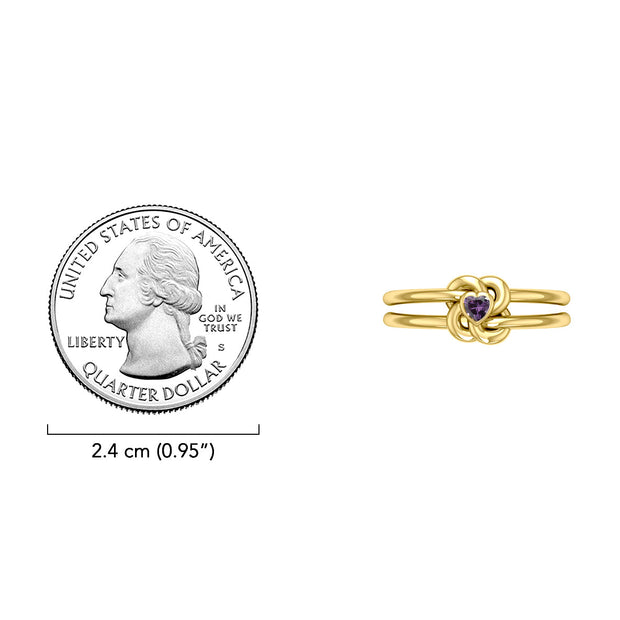 Celtic Knotwork Solid Yellow Gold Ring With Heart Gemstone GRI2308