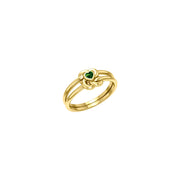 Celtic Knotwork Solid Yellow Gold Ring With Heart Gemstone GRI2308