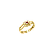 Celtic Knotwork Solid Yellow Gold Ring With Heart Gemstone GRI2308